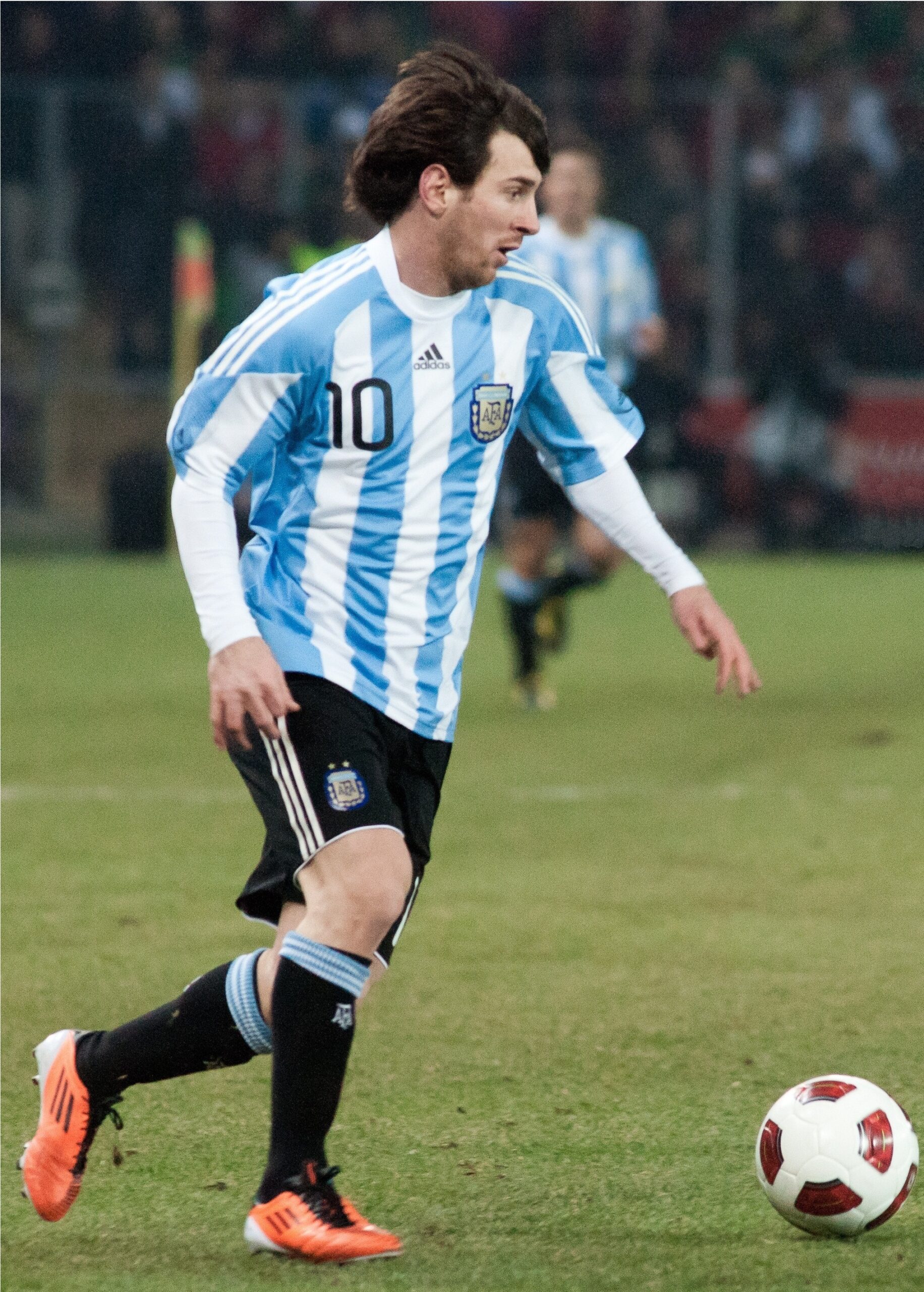 Lionel Messi playing for the Argentina national team